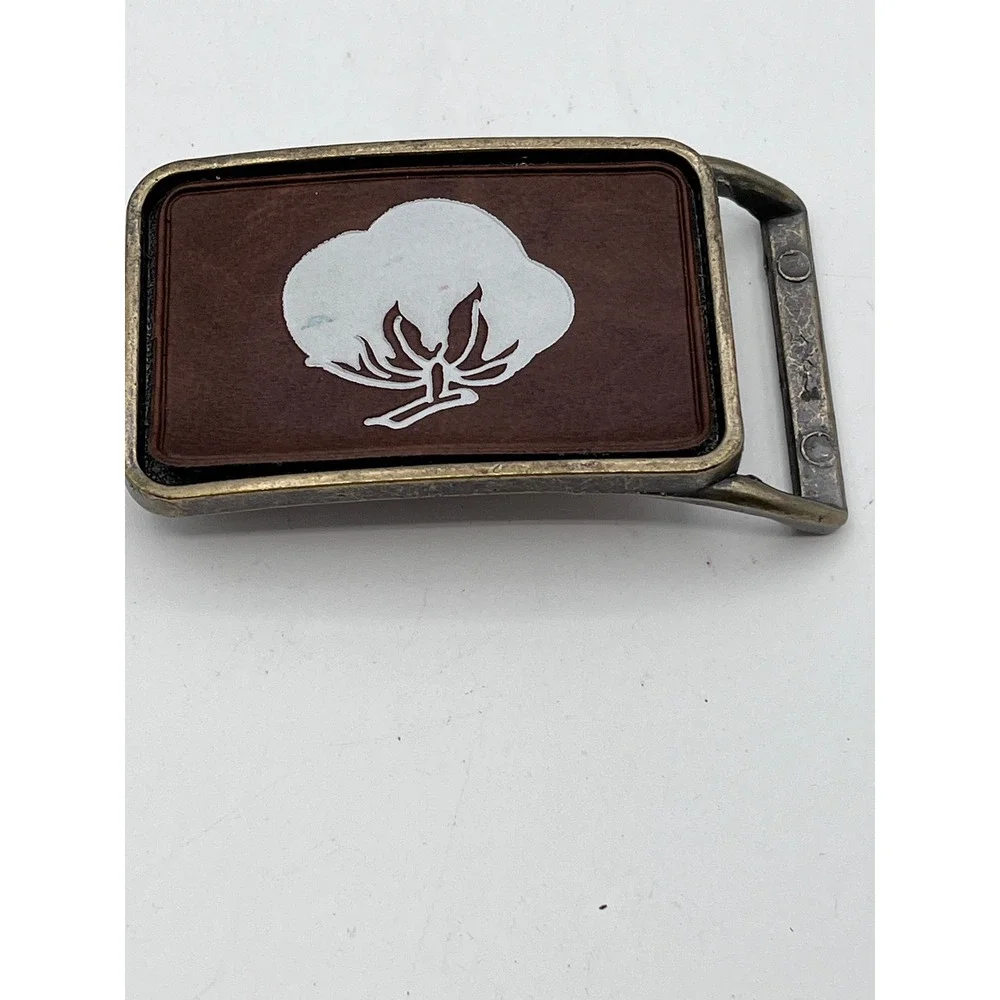 Vintage‎ Delta Boll Weevil Belt Buckle Cotton Plant Brass Tone Rectangular